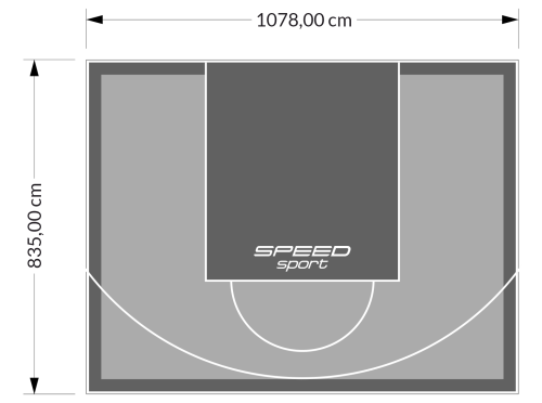 90M2/835X1078CM SZARO-GRAFITOWE BOISKO DO KOSZYKÓWKI SPEEDSPORT HEXA POWER PRO