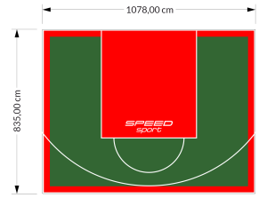 90M2/835X1078CM ZIELONO-CZERWONE BOISKO DO KOSZYKÓWKI SPEEDSPORT HEXA POWER PRO