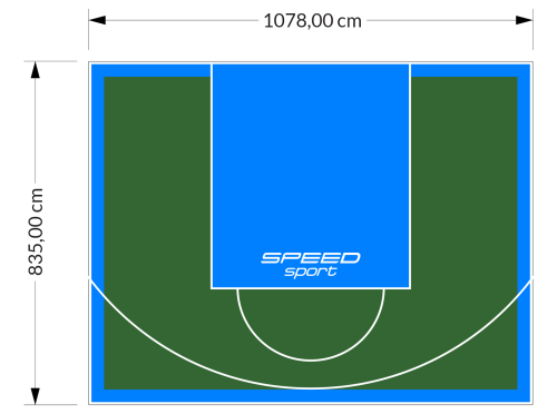 90M2/835X1078CM ZIELONO-BŁĘKITNE BOISKO DO KOSZYKÓWKI SPEEDSPORT HEXA POWER PRO