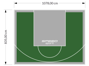 90M2/835X1078CM ZIELONO-SZARE BOISKO DO KOSZYKÓWKI SPEEDSPORT HEXA POWER PRO