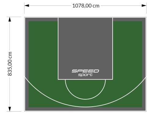 90M2/835X1078CM ZIELONO-GRAFITOWE BOISKO DO KOSZYKÓWKI SPEEDSPORT HEXA POWER PRO