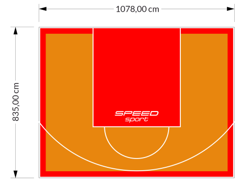 90M2/835X1078CM POMARAŃCZOWO-CZERWONE BOISKO DO KOSZYKÓWKI SPEEDSPORT HEXA POWER PRO