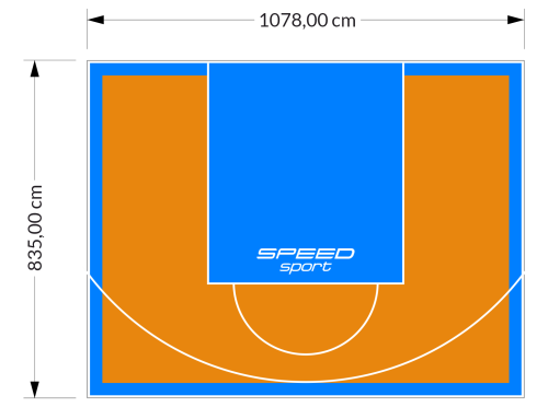 90M2/835X1078CM POMARAŃCZOWO-BŁĘKITNE BOISKO DO KOSZYKÓWKI SPEEDSPORT HEXA POWER PRO