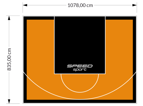 90M2/835X1078CM POMARAŃCZOWO-CZARNE BOISKO DO KOSZYKÓWKI SPEEDSPORT HEXA POWER PRO