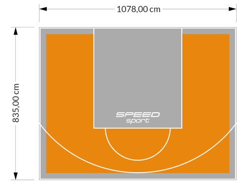 90M2/835X1078CM POMARAŃCZOWO-SZARE BOISKO DO KOSZYKÓWKI SPEEDSPORT HEXA POWER PRO