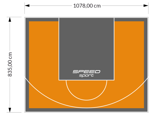 90M2/835X1078CM POMARAŃCZOWO-GRAFITOWE BOISKO DO KOSZYKÓWKI SPEEDSPORT HEXA POWER PRO