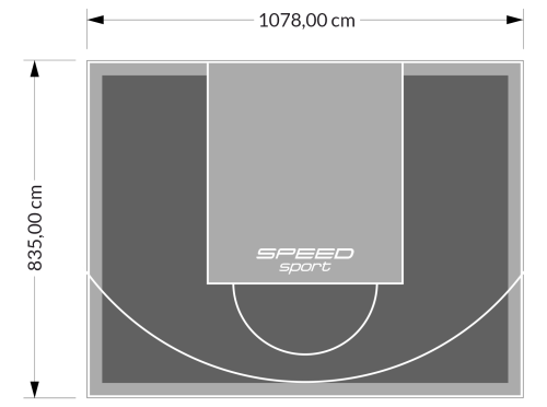 90M2/835X1078CM GRAFITOWO-SZARE BOISKO DO KOSZYKÓWKI SPEEDSPORT HEXA POWER PRO