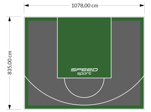 90M2/835X1078CM GRAFITOWO-ZIELONE BOISKO DO KOSZYKÓWKI SPEEDSPORT HEXA POWER PRO