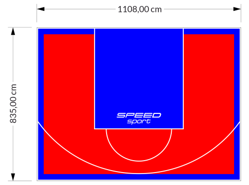 93M2/835X1108CM CZERWONO-NIEBIESKIE BOISKO DO KOSZYKÓWKI SPEEDSPORT HEXA POWER PRO