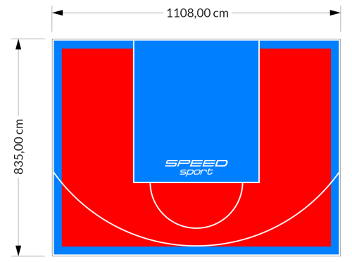 93M2/835X1108CM CZERWONO-BŁĘKITNE BOISKO DO KOSZYKÓWKI SPEEDSPORT HEXA POWER PRO