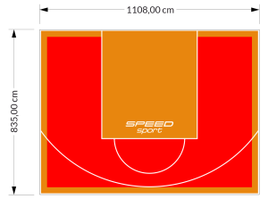 93M2/835X1108CM CZERWONO-POMARAŃCZOWE BOISKO DO KOSZYKÓWKI SPEEDSPORT HEXA POWER PRO