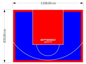 93M2/835X1108CM NIEBIESKO-CZERWONE BOISKO DO KOSZYKÓWKI SPEEDSPORT HEXA POWER PRO