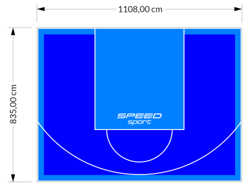 93M2/835X1108CM NIEBIESKO-BŁĘKITNE BOISKO DO KOSZYKÓWKI SPEEDSPORT HEXA POWER PRO