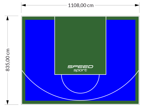 93M2/835X1108CM NIEBIESKO-ZIELONE BOISKO DO KOSZYKÓWKI SPEEDSPORT HEXA POWER PRO