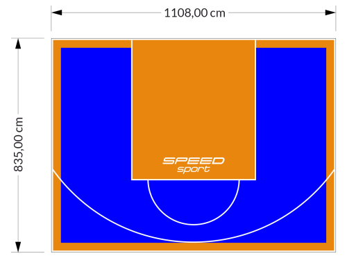 93M2/835X1108CM NIEBIESKO-POMARAŃCZOWE BOISKO DO KOSZYKÓWKI SPEEDSPORT HEXA POWER PRO