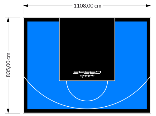 93M2/835X1108CM BŁĘKITNO-CZARNE BOISKO DO KOSZYKÓWKI SPEEDSPORT HEXA POWER PRO