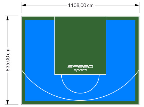 93M2/835X1108CM BŁĘKITNO-ZIELONE BOISKO DO KOSZYKÓWKI SPEEDSPORT HEXA POWER PRO