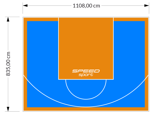 93M2/835X1108CM BŁĘKITNO-POMARAŃCZOWE BOISKO DO KOSZYKÓWKI SPEEDSPORT HEXA POWER PRO