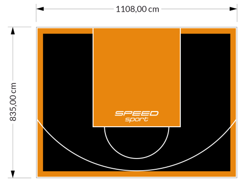 93M2/835X1108CM CZARNO-POMARAŃCZOWE BOISKO DO KOSZYKÓWKI SPEEDSPORT HEXA POWER PRO