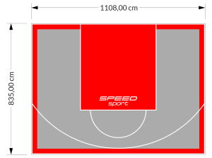 93M2/835X1108CM SZARO-CZERWONE BOISKO DO KOSZYKÓWKI SPEEDSPORT HEXA POWER PRO