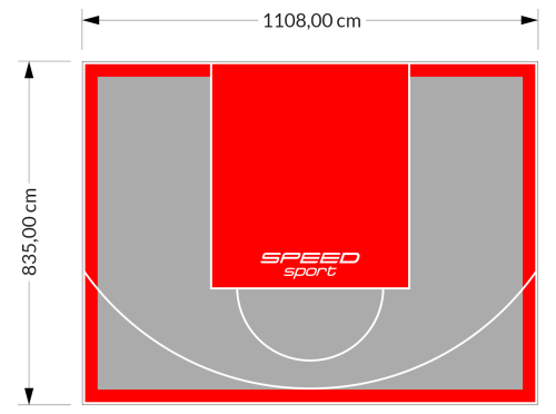 93M2/835X1108CM SZARO-CZERWONE BOISKO DO KOSZYKÓWKI SPEEDSPORT HEXA POWER PRO