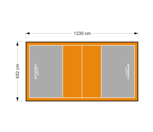 80M2/1230X652CM SZARO-POMARAŃCZOWE BOISKO DO SIATKÓWKI SPEEDSPORT HEXA POWER PRO