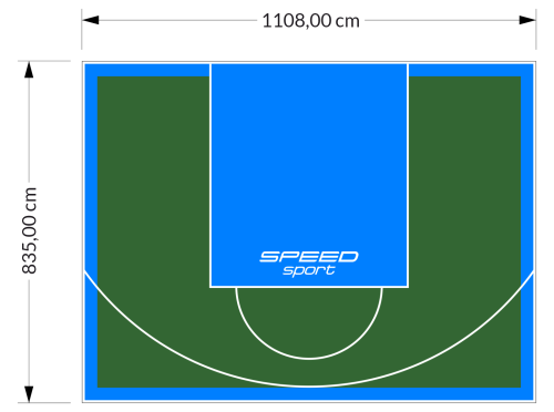 93M2/835X1108CM ZIELONO-BŁĘKITNE BOISKO DO KOSZYKÓWKI SPEEDSPORT HEXA POWER PRO