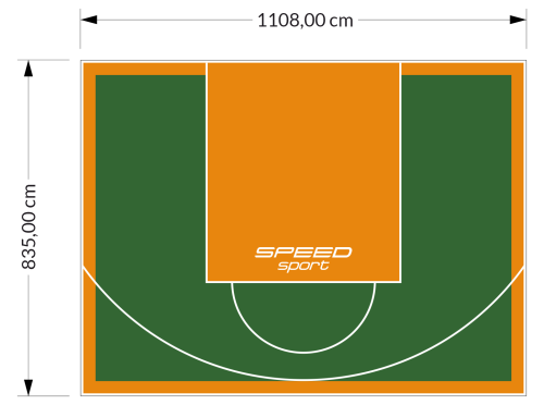 93M2/835X1108CM ZIELONO-POMARAŃCZOWE BOISKO DO KOSZYKÓWKI SPEEDSPORT HEXA POWER PRO