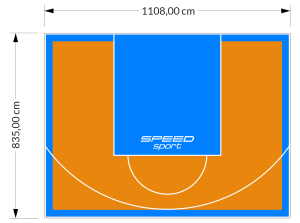 93M2/835X1108CM POMARAŃCZOWO-BŁĘKITNE BOISKO DO KOSZYKÓWKI SPEEDSPORT HEXA POWER PRO