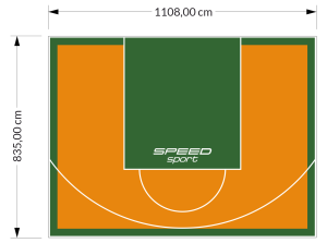 93M2/835X1108CM POMARAŃCZOWO-ZIELONE BOISKO DO KOSZYKÓWKI SPEEDSPORT HEXA POWER PRO