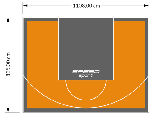 93M2/835X1108CM POMARAŃCZOWO-GRAFITOWE BOISKO DO KOSZYKÓWKI SPEEDSPORT HEXA POWER PRO