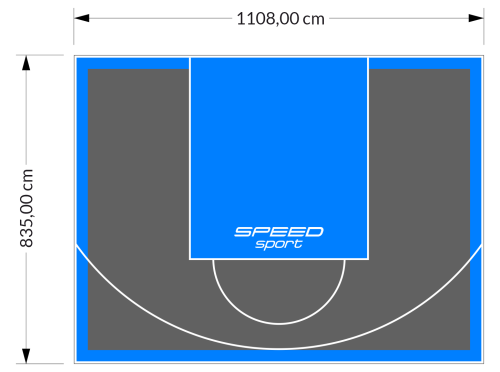 93M2/835X1108CM GRAFITOWO-BŁĘKITNE BOISKO DO KOSZYKÓWKI SPEEDSPORT HEXA POWER PRO