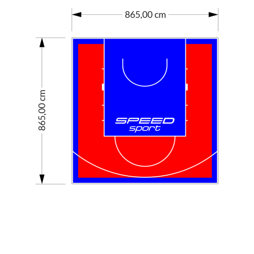 75M2/865X865CM CZERWONO-NIEBIESKIE BOISKO DO KOSZYKÓWKI SPEEDSPORT HEXA POWER PRO