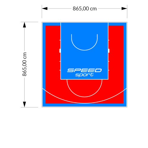 75M2/865X865CM CZERWONO-BŁĘKITNE BOISKO DO KOSZYKÓWKI SPEEDSPORT HEXA POWER PRO
