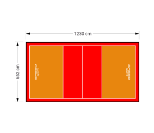 80M2/1230X652CM POMARAŃCZOWO-CZERWONE BOISKO DO SIATKÓWKI SPEEDSPORT HEXA POWER PRO