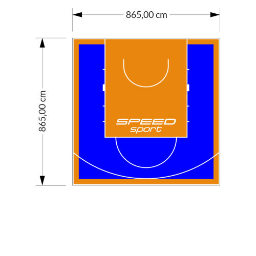 75M2/865X865CM NIEBIESKO-POMARAŃCZOWE BOISKO DO KOSZYKÓWKI SPEEDSPORT HEXA POWER PRO