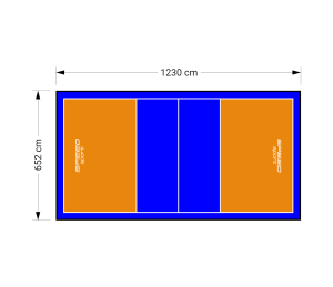 80M2/1230X652CM POMARAŃCZOWO-NIEBIESKIE BOISKO DO SIATKÓWKI SPEEDSPORT HEXA POWER PRO