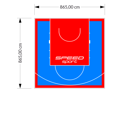 75M2/865X865CM BŁĘKITNO-CZERWONE BOISKO DO KOSZYKÓWKI SPEEDSPORT HEXA POWER PRO