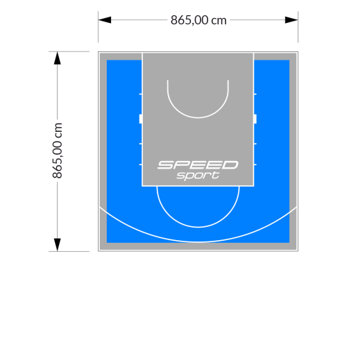 75M2/865X865CM BŁĘKITNO-SZARE BOISKO DO KOSZYKÓWKI SPEEDSPORT HEXA POWER PRO
