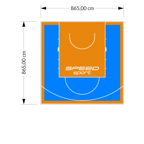 75M2/865X865CM BŁĘKITNO-POMARAŃCZOWE BOISKO DO KOSZYKÓWKI SPEEDSPORT HEXA POWER PRO