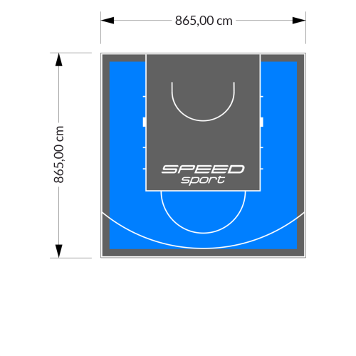 75M2/865X865CM BŁĘKITNO-GRAFITOWE BOISKO DO KOSZYKÓWKI SPEEDSPORT HEXA POWER PRO
