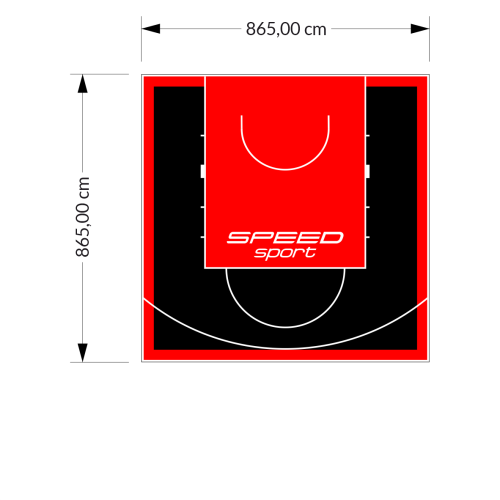 75M2/865X865CM CZARNO-CZERWONE BOISKO DO KOSZYKÓWKI SPEEDSPORT HEXA POWER PRO