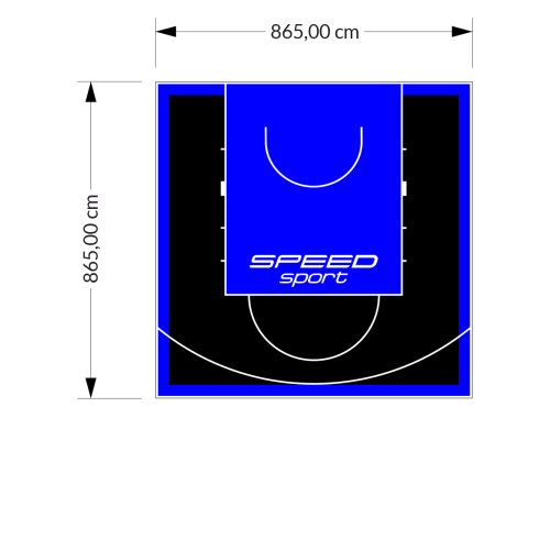 75M2/865X865CM CZARNO-NIEBIESKIE BOISKO DO KOSZYKÓWKI SPEEDSPORT HEXA POWER PRO