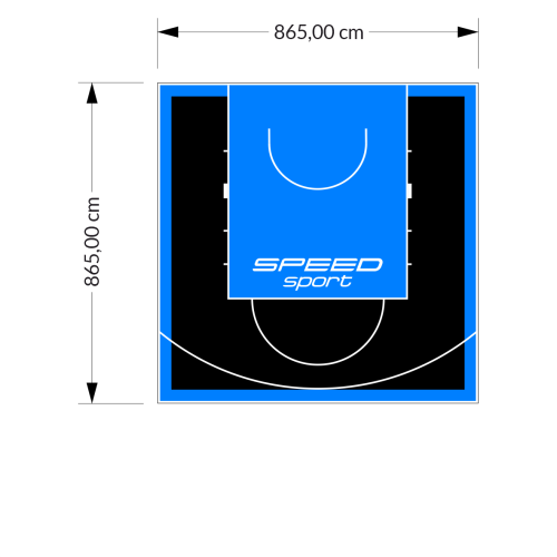 75M2/865X865CM CZARNO-BŁĘKITNE BOISKO DO KOSZYKÓWKI SPEEDSPORT HEXA POWER PRO