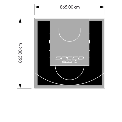 75M2/865X865CM CZARNO-SZARE BOISKO DO KOSZYKÓWKI SPEEDSPORT HEXA POWER PRO