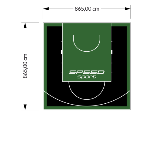 75M2/865X865CM CZARNO-ZIELONE BOISKO DO KOSZYKÓWKI SPEEDSPORT HEXA POWER PRO