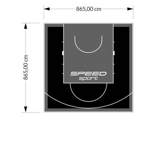 75M2/865X865CM CZARNO-GRAFITOWE BOISKO DO KOSZYKÓWKI SPEEDSPORT HEXA POWER PRO