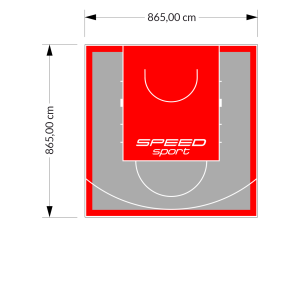 75M2/865X865CM SZARO-CZERWONE BOISKO DO KOSZYKÓWKI SPEEDSPORT HEXA POWER PRO