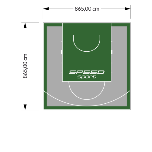 75M2/865X865CM SZARO-ZIELONE BOISKO DO KOSZYKÓWKI SPEEDSPORT HEXA POWER PRO