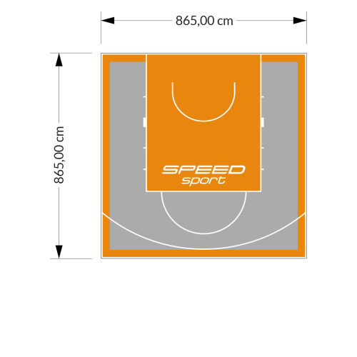 75M2/865X865CM SZARO-POMARAŃCZOWE BOISKO DO KOSZYKÓWKI SPEEDSPORT HEXA POWER PRO